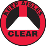 Accuform Signs® Slip-Gard™ KEEP AISLES CLEAR Round Floor Sign, Black/White/Red, 8"Dia., 1/Pack