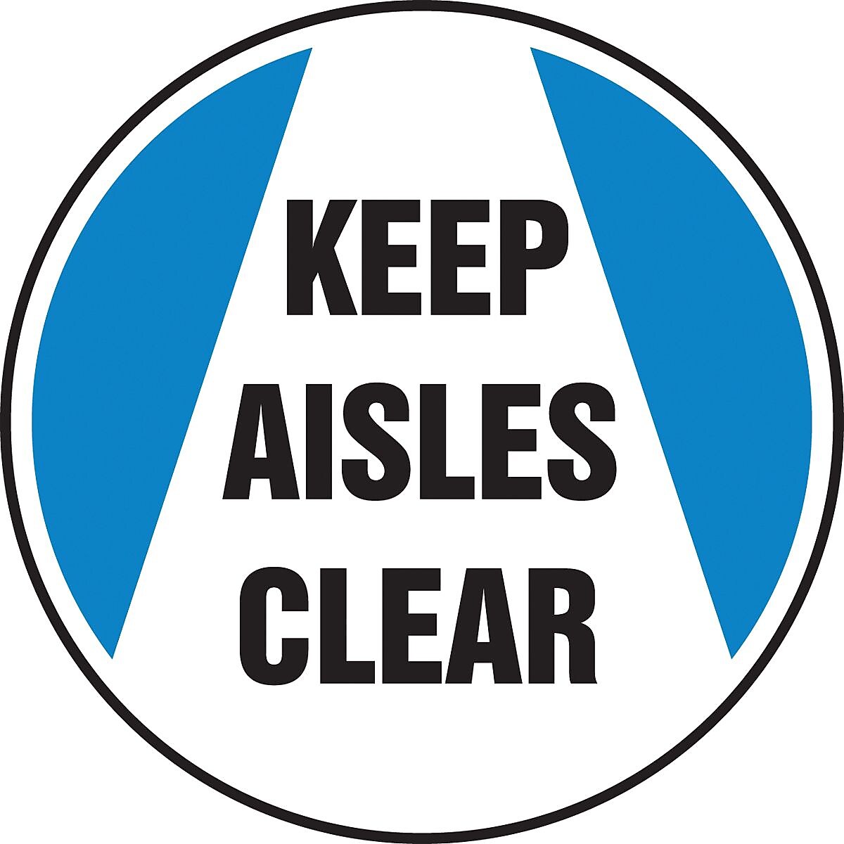 Accuform Signs® Slip-Gard™ KEEP AISLES CLEAR Round Floor Sign, Black/Blue/White, 17"Dia., 1/Pack