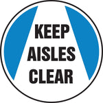 Accuform Signs® Slip-Gard™ KEEP AISLES CLEAR Round Floor Sign, Black/Blue/White, 17"Dia., 1/Pack