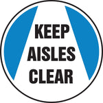 Accuform Slip-Gard KEEP AISLES CLEAR Round Floor Sign, Black/Blue/White, 8"Dia. (MFS819)