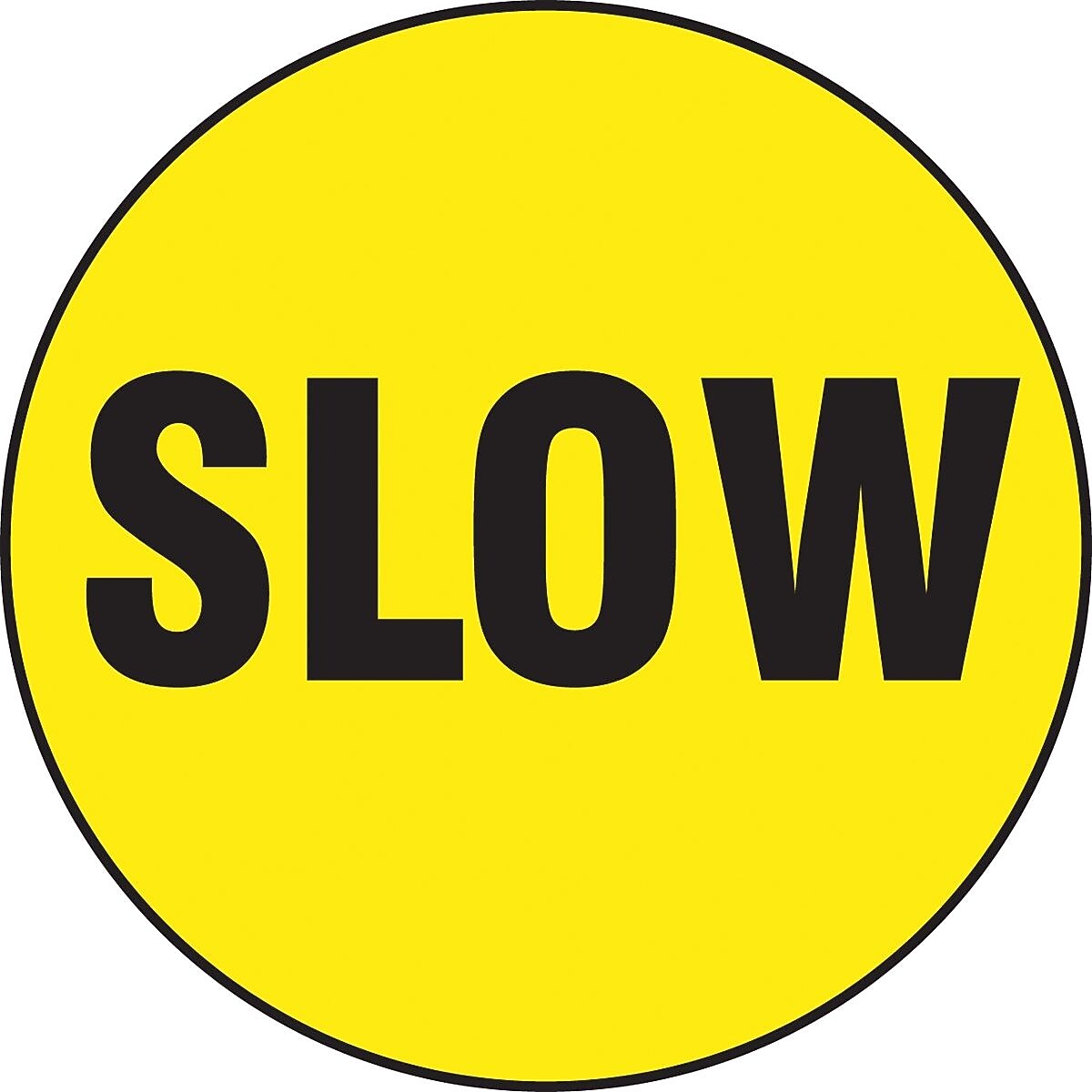 Accuform Slip-Gard SLOW Round Floor Sign, Black/Yellow, 8"Dia. (MFS880)