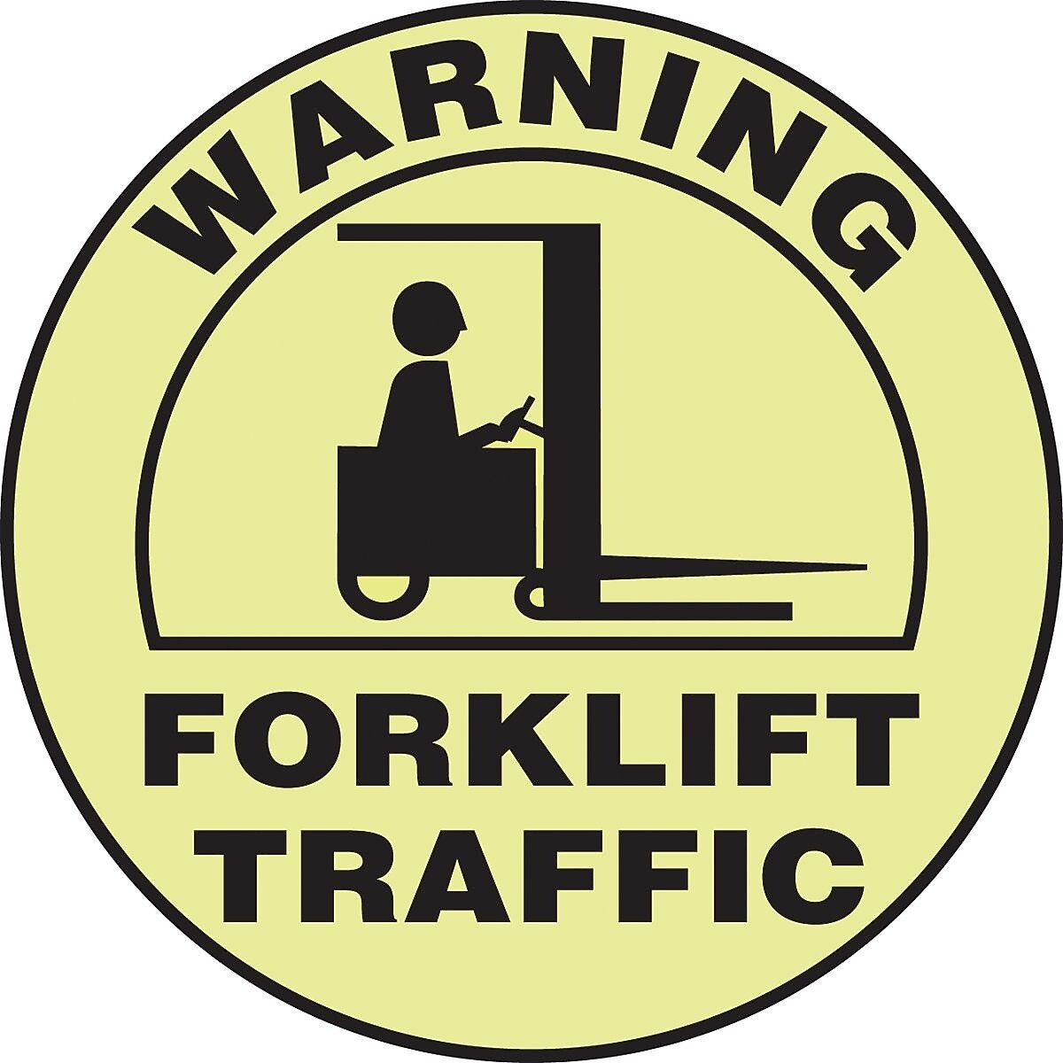Accuform Slip-Gard WARNING FORKLIFT TRAFFIC Round Floor Sign, Black/Yellow, 17"Dia. (MFS715)