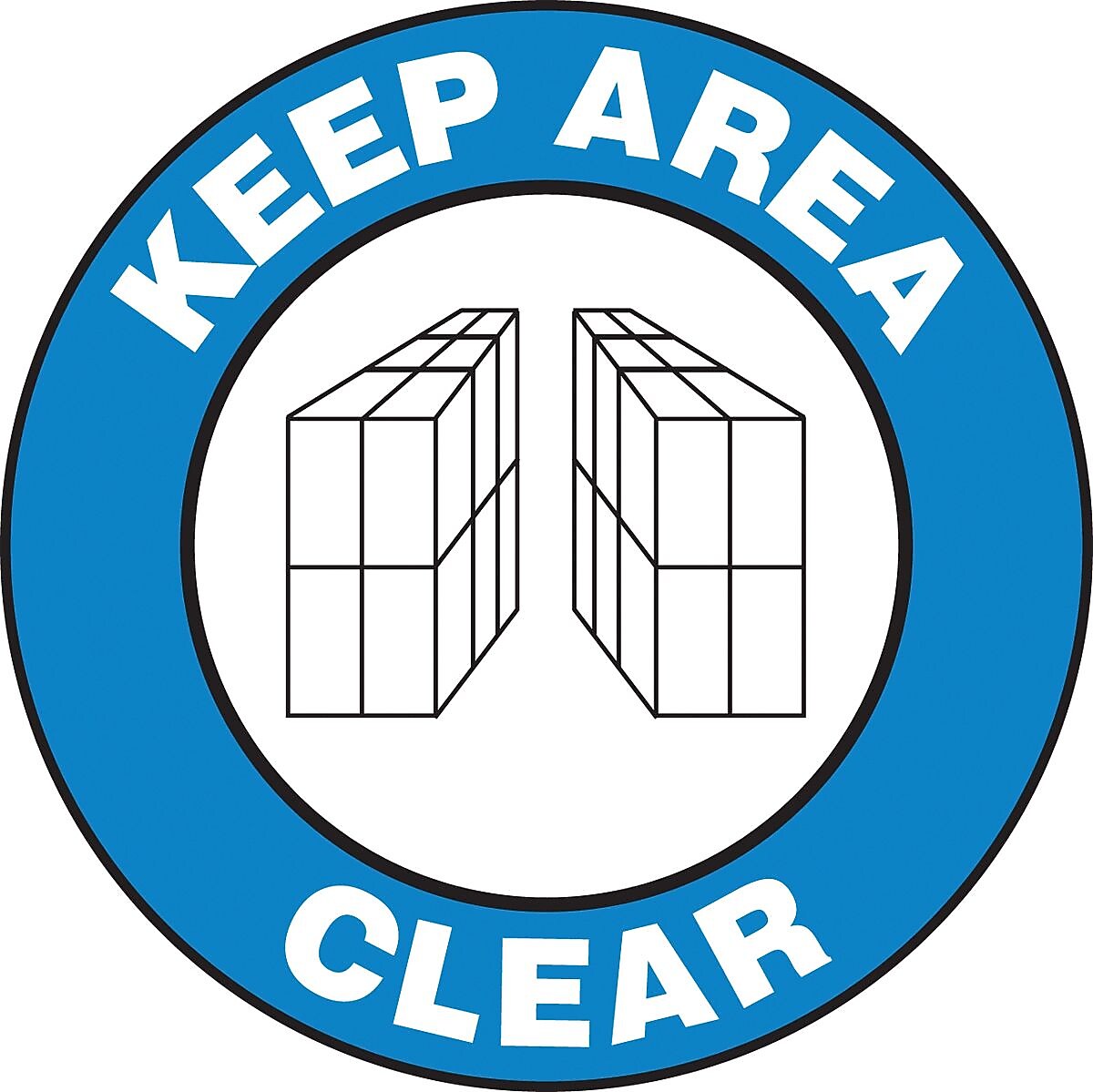 Accuform Slip-Gard KEEP AREA CLEAR Round Floor Sign, White/Blue, 17"Dia. (MFS734)