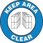 Accuform Slip-Gard KEEP AREA CLEAR Round Floor Sign, White/Black/Blue, 8"Dia. (MFS870)