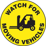 Accuform Slip-Gard WATCH FOR MOVING VEHICLES Round Floor Sign, Black/Yellow, 17"Dia. (MFS743)