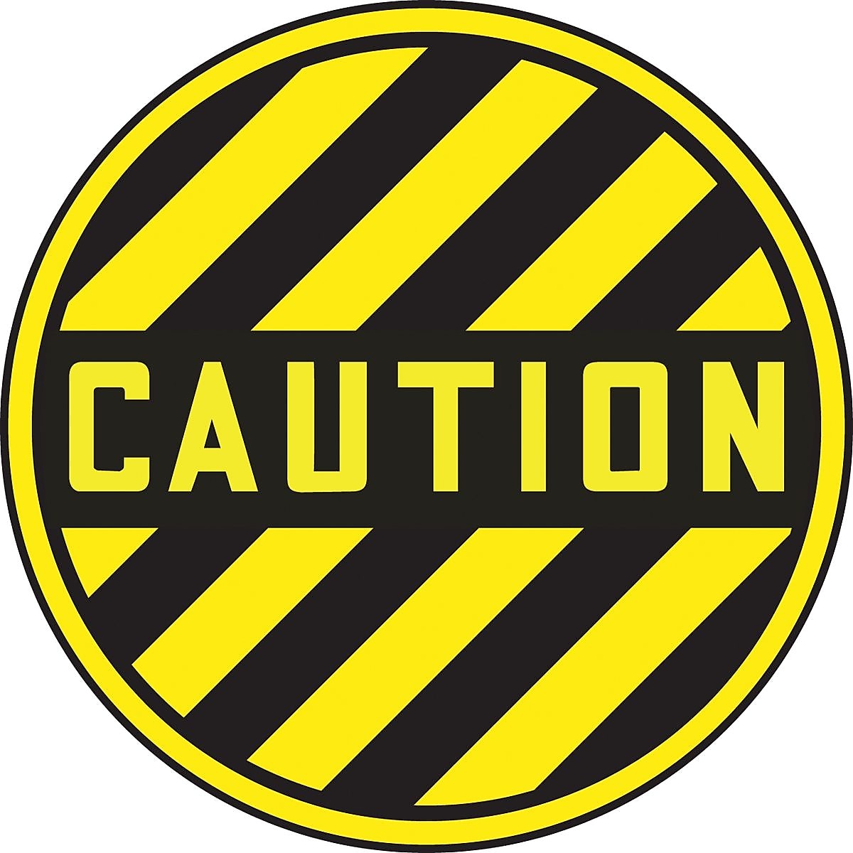 Accuform Slip-Gard CAUTION Round Floor Sign, Black/Yellow, 8"Dia. (MFS866)