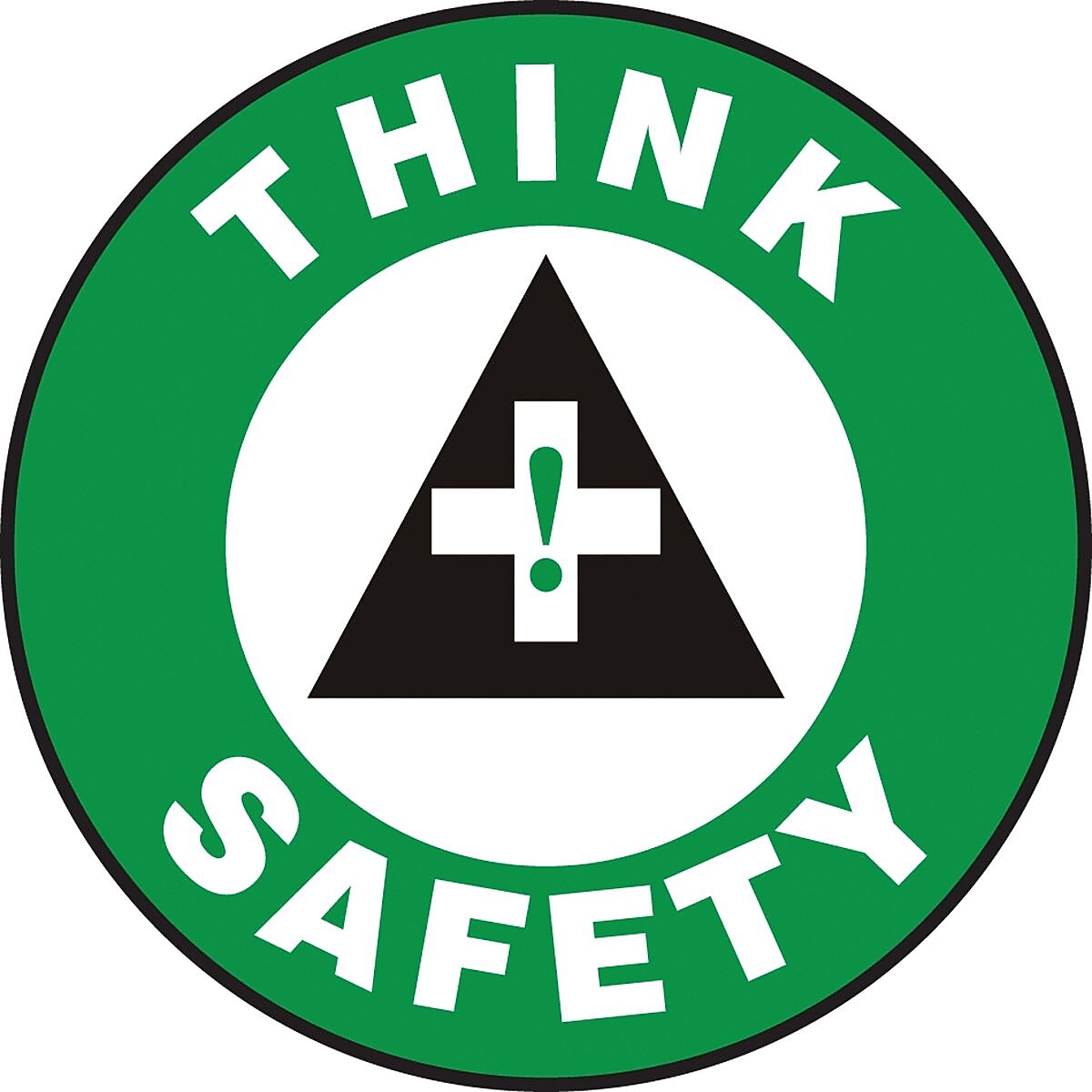 Accuform Slip-Gard THINK SAFETY Round Floor Sign, Black/White/Green, 8"Dia. (MFS804)