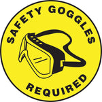 Accuform Signs® Slip-Gard™ SAFETY GOGGLES REQUIRED Round Floor Sign, Black/Yellow, 17"Dia., 1/Pack
