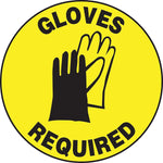 Accuform Slip-Gard GLOVES REQUIRED Round Floor Sign, Black/Yellow, 17"Dia. (MFS203)