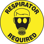 Accuform Signs® Slip-Gard™ RESPIRATOR REQUIRED Round Floor Sign, Black/Yellow, 17"Dia., 1/Pack (MFS204)