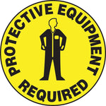 Accuform Signs® Slip-Gard™ PROTECTIVE EQUIPMENT REQUIRED Round Floor Sign, Black/Yellow, 17"Dia.