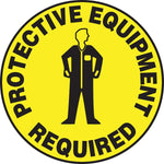 Accuform Slip-Gard PROTECTIVE EQUIPMENT REQUIRED Round Floor Sign, Black/Yellow, 8"Dia. (MFS317)