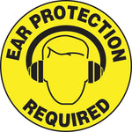 Accuform Slip-Gard EAR PROTECTION REQUIRED Round Floor Sign, Black/Yellow, 17"Dia. (MFS202)