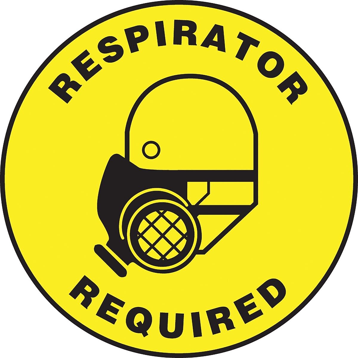 Accuform Slip-Gard RESPIRATOR REQUIRED Round Floor Sign, Black/Yellow, 17"Dia. (MFS0817) (MFS0817)