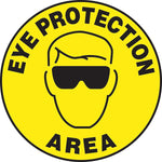 Accuform Slip-Gard EYE PROTECTION AREA Round Floor Sign, Black/Yellow, 8"Dia. (MFS231)