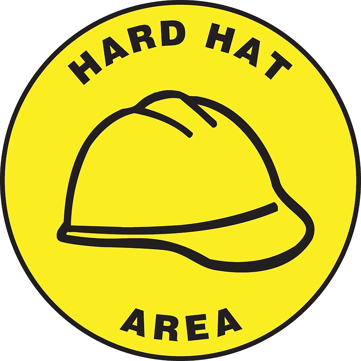 Accuform Slip-Gard HARD HAT AREA Round Floor Sign, Black/Yellow, 17"Dia. (MFS1317)