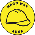 Accuform Slip-Gard HARD HAT AREA Round Floor Sign, Black/Yellow, 17"Dia. (MFS1317)