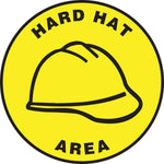 Accuform Slip-Gard HARD HAT AREA Round Floor Sign, Black/Yellow, 8"Dia. (MFS1308)