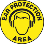Accuform Slip-Gard EAR PROTECTION AREA Round Floor Sign, Black/Yellow, 17"Dia. (MFS233)
