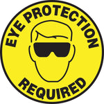 Accuform Slip-Gard EYE PROTECTION REQUIRED Round Floor Sign, Black/Yellow, 8"Dia. (MFS311)