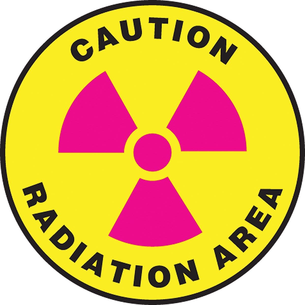 Accuform Slip-Gard CAUTION RADIATION Round Floor Sign, Black/Yellow, 8"Dia. (MFS0608)