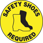 Accuform Signs® Slip-Gard™ SAFETY SHOES REQUIRED Round Floor Sign, Black/Yellow, 17"Dia., 1/Pack
