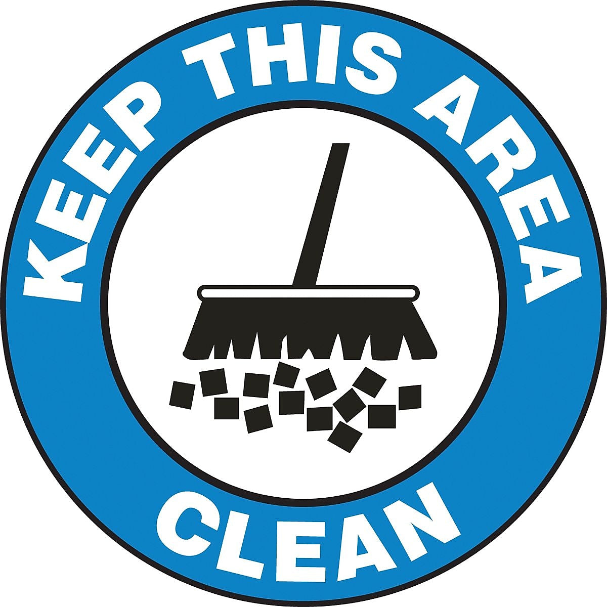 Accuform Slip-Gard KEEP THIS AREA CLEAN Round Floor Sign, White/Black/Blue, 17"Dia. (MFS733)