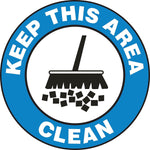 Accuform Slip-Gard KEEP THIS AREA CLEAN Round Floor Sign, White/Black/Blue, 17"Dia. (MFS733)