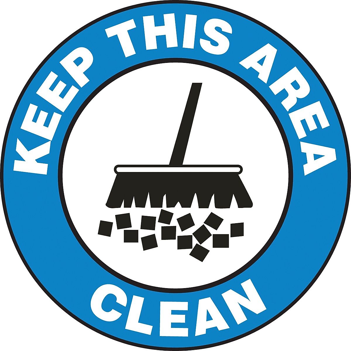 Accuform Slip-Gard KEEP THIS AREA CLEAN Round Floor Sign, White/Black/Blue, 8"Dia. (MFS869)