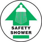 Accuform Signs® Slip-Gard™ SAFETY SHOWER Round Floor Sign, Black/Green/White, 17"Dia., 1/Pack