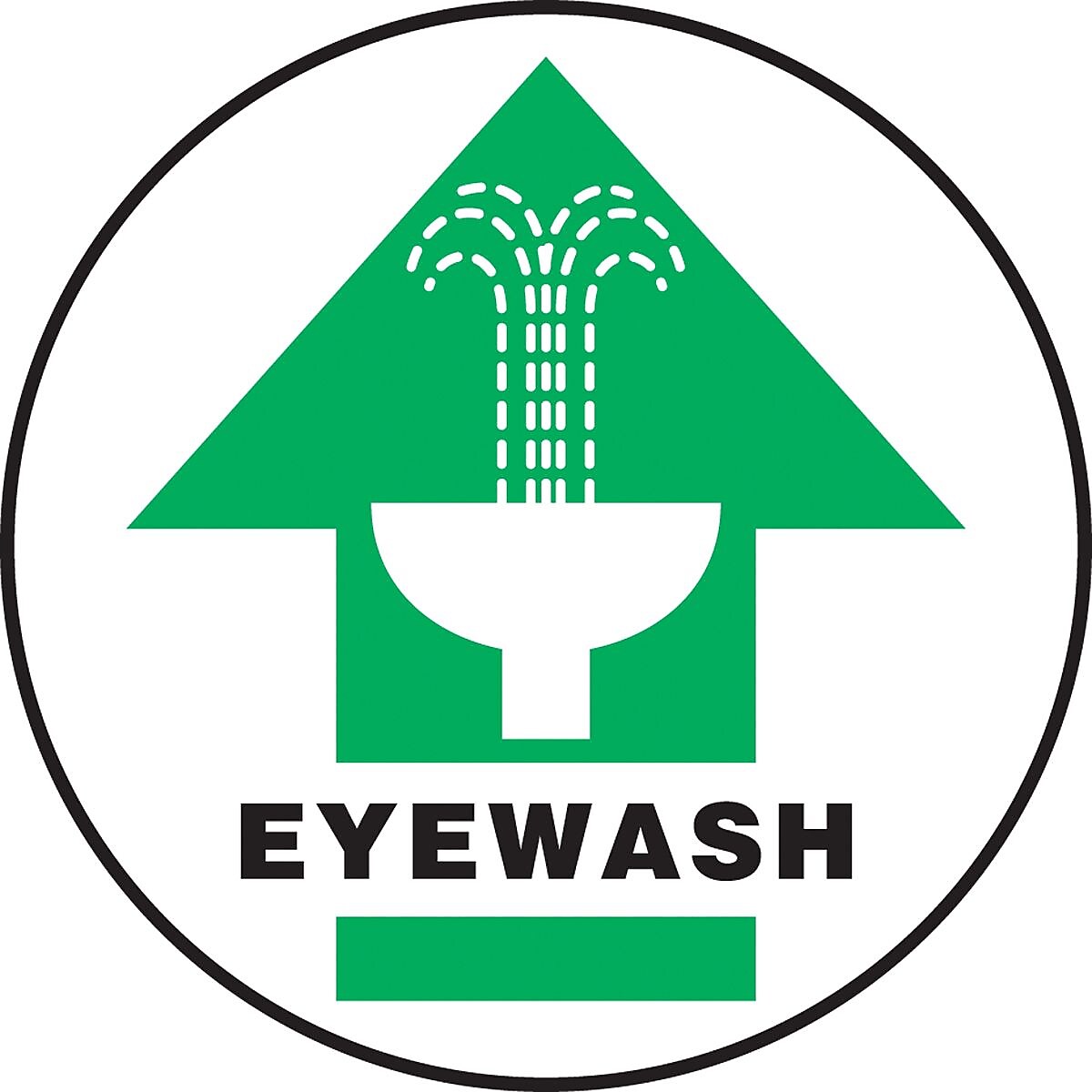 Accuform Signs® Slip-Gard™ EYEWASH Round Floor Sign, Black/Green/White, 17"Dia., 1/Pack