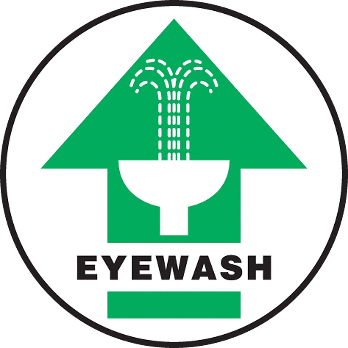 Accuform Slip-Gard EYEWASH Round Floor Sign, Black/Green/White, 8"Dia. (MFS1808)