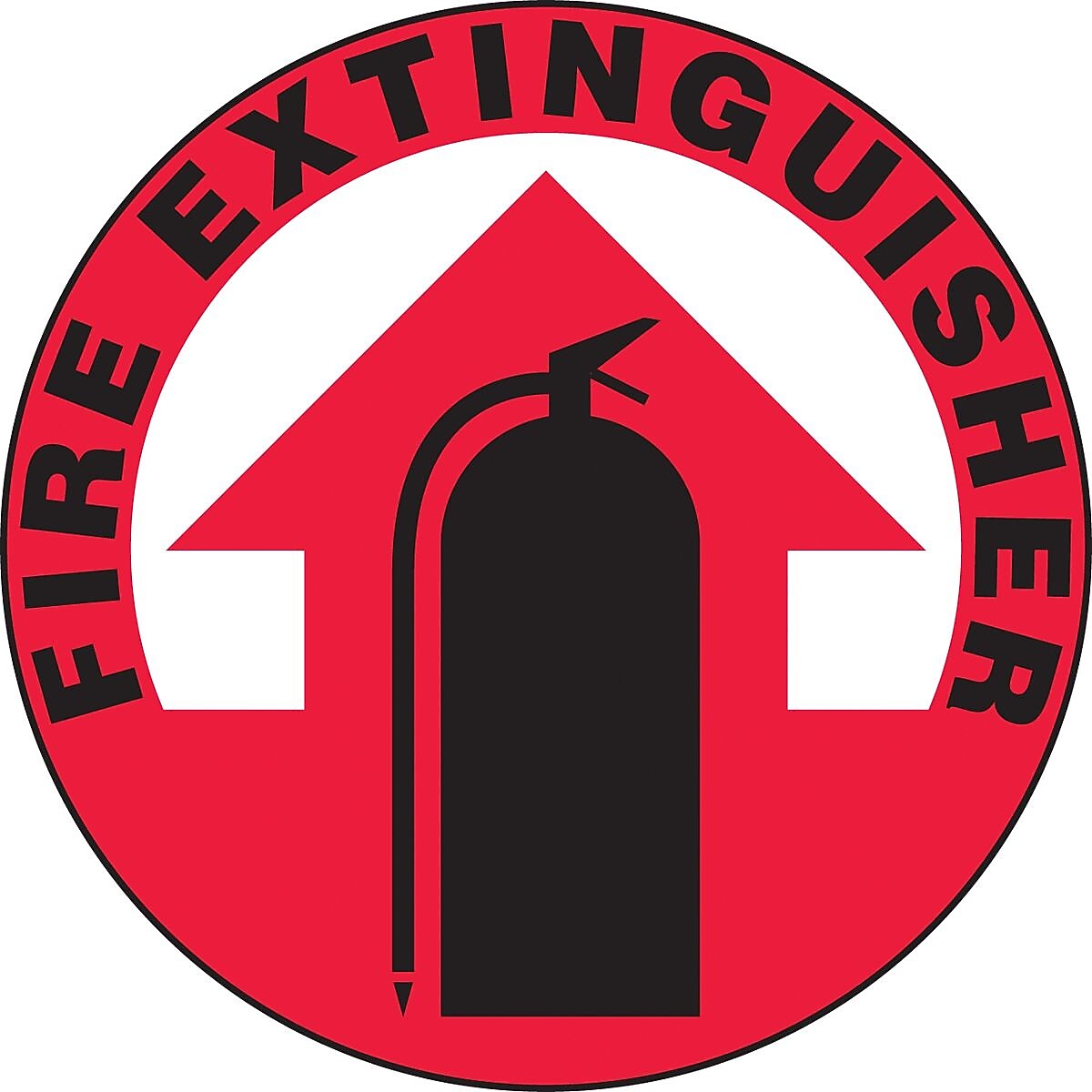 Accuform Slip-Gard FIRE EXTINGUISHER Round Floor Sign, Black/White/Red, 17"Dia. (MFS2917)