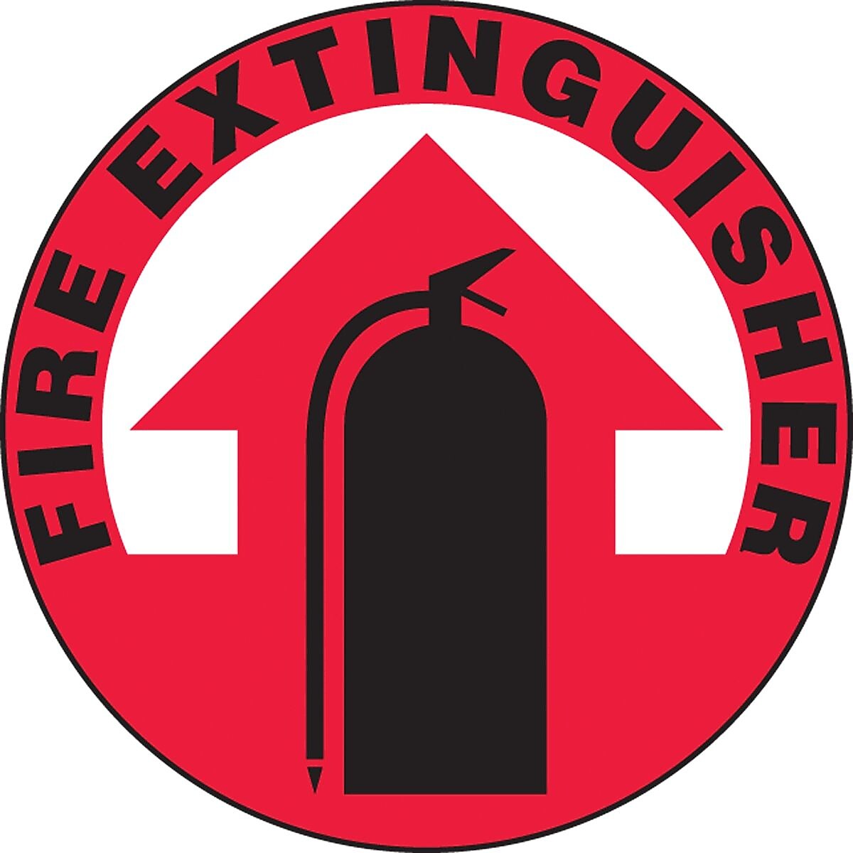 Accuform Slip-Gard FIRE EXTINGUISHER Round Floor Sign, Black/White/Red, 8"Dia. (MFS2908)