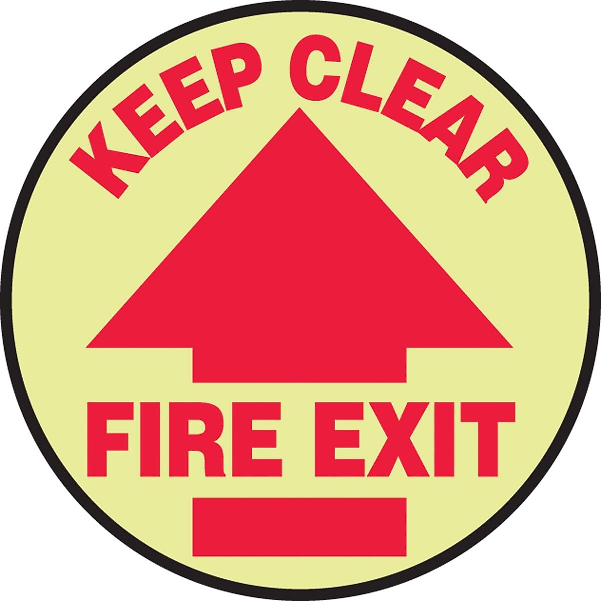 Accuform Slip-Gard KEEP CLEAR FIRE EXIT Round Floor Sign, Red/Yellow, 8"Dia. (MFS873)