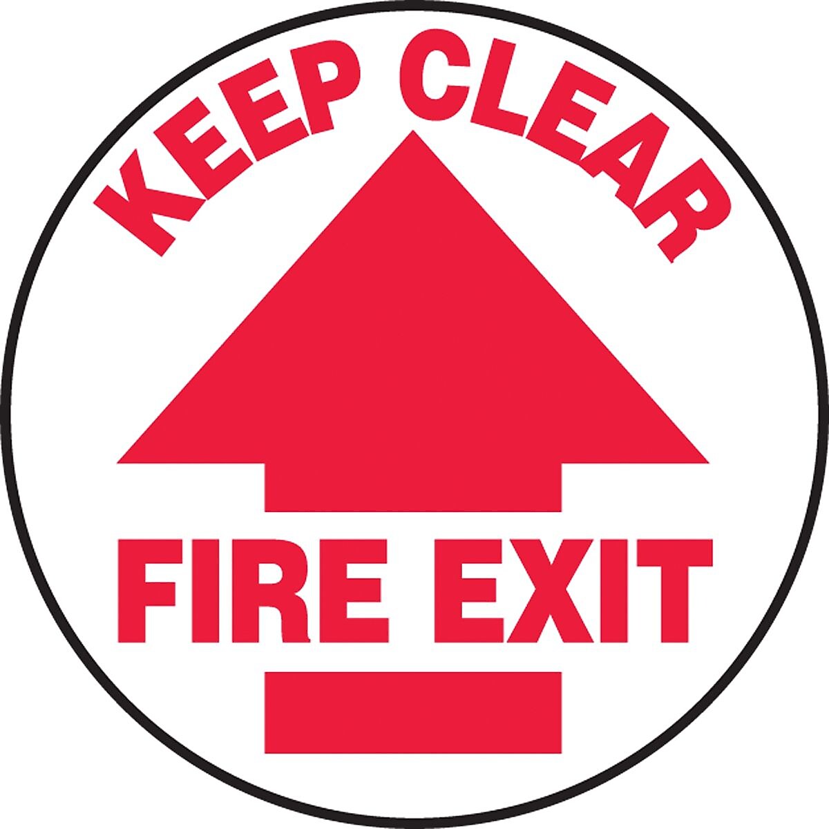 Accuform Slip-Gard KEEP CLEAR FIRE EXIT Round Floor Sign, Red/White, 17"Dia. (MFS702)
