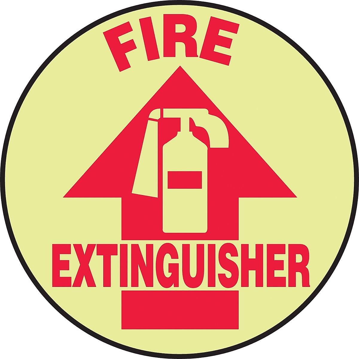 Accuform Slip-Gard FIRE EXTINGUISHER Round Floor Sign, Red/Yellow, 17"Dia. (MFS771)