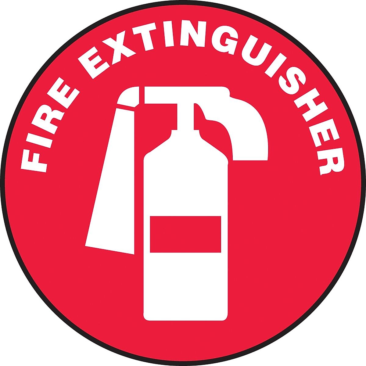 Accuform Slip-Gard FIRE EXTINGUISHER Round Floor Sign, White/Red, 17"Dia. (MFS1417)