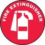 Accuform Slip-Gard FIRE EXTINGUISHER Round Floor Sign, White/Red, 17"Dia. (MFS1417)