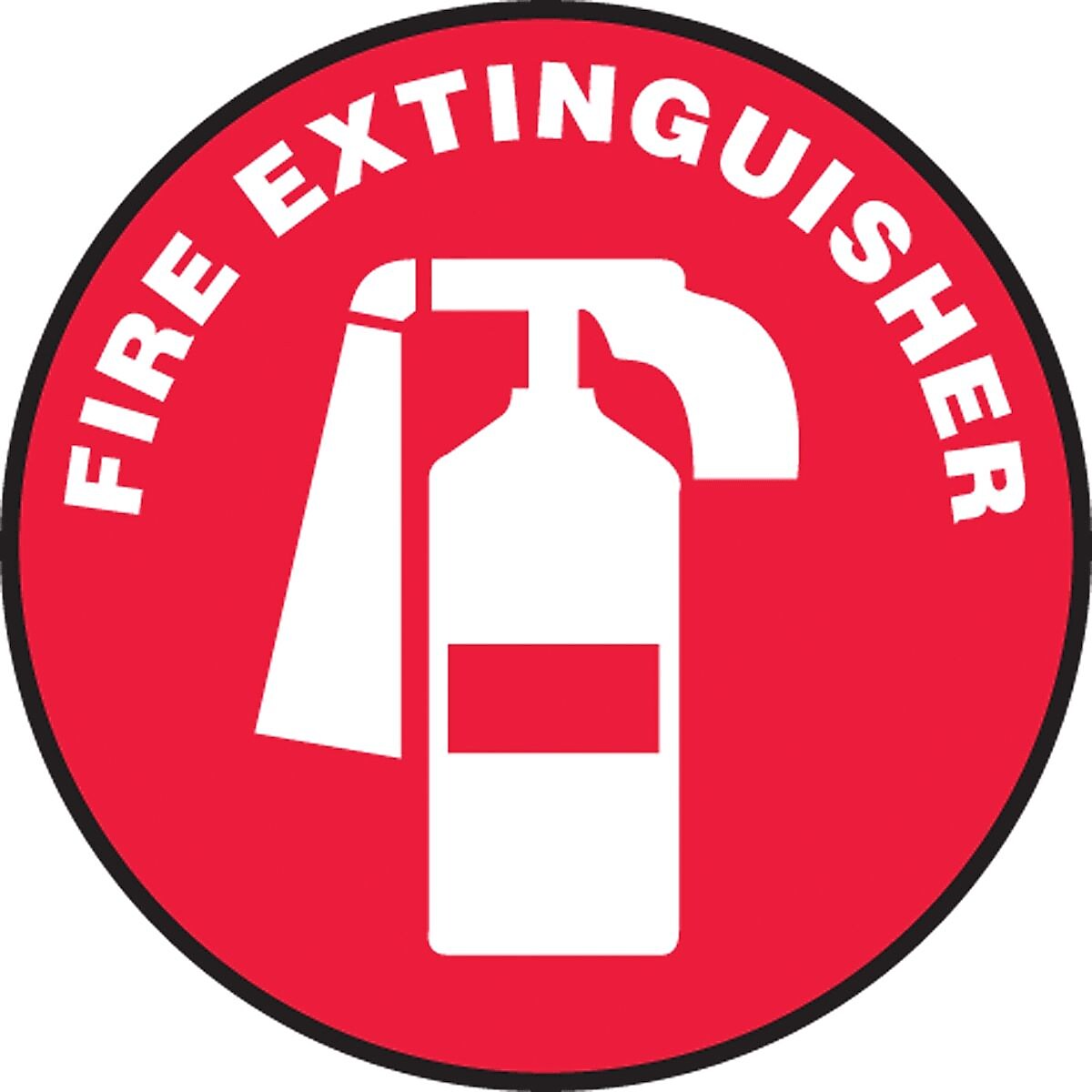 Accuform Slip-Gard FIRE EXTINGUISHER Round Floor Sign, White/Red, 8"Dia. (MFS1408)