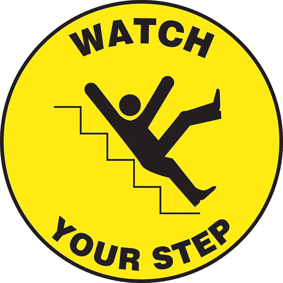 Accuform Slip-Gard WATCH YOUR STEP Round Floor Sign, Black/Yellow, 17"Dia. (MFS709)