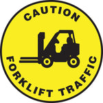 Accuform Slip-Gard CAUTION FORKLIFT TRAFFIC Round Floor Sign, Black/Yellow, 8"Dia. (MFS0308)