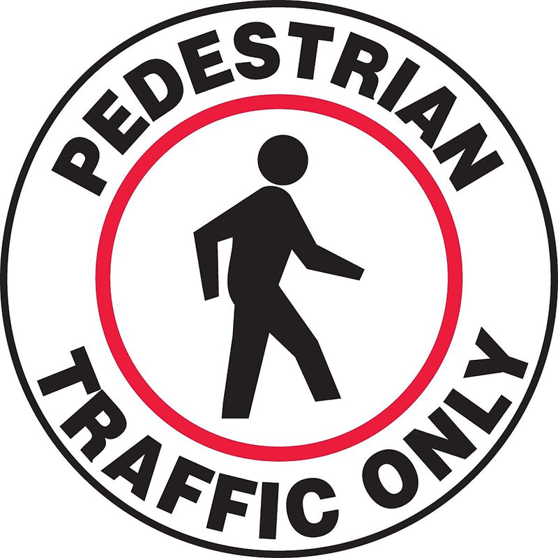 Accuform Signs® Slip-Gard™ PEDESTRIAN TRAFFIC ONLY Round Floor Sign, Black/Red/White, 17"Dia., 1/Pk