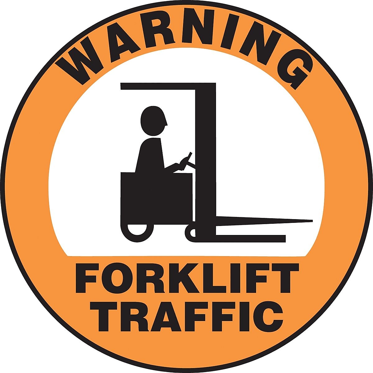Accuform Signs® Slip-Gard™ WARNING FORKLIFT TRAFFIC Round Floor Sign, Black/White/Orange, 17"Dia.