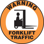 Accuform Signs® Slip-Gard™ WARNING FORKLIFT TRAFFIC Round Floor Sign, Black/White/Orange, 17"Dia.