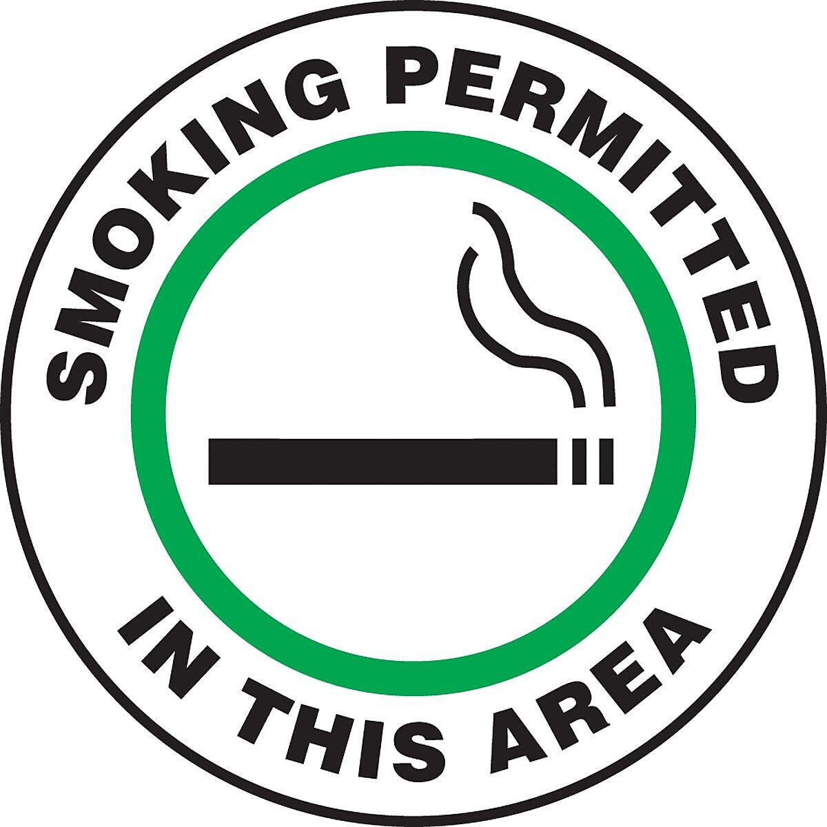 Accuform Slip-Gard SMOKING PERMITTED IN THIS AREA Round Floor Sign, Green, 17"Dia. (MFS732)
