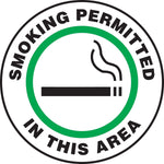 Accuform Slip-Gard SMOKING PERMITTED IN THIS AREA Round Floor Sign, Green, 17"Dia. (MFS732)