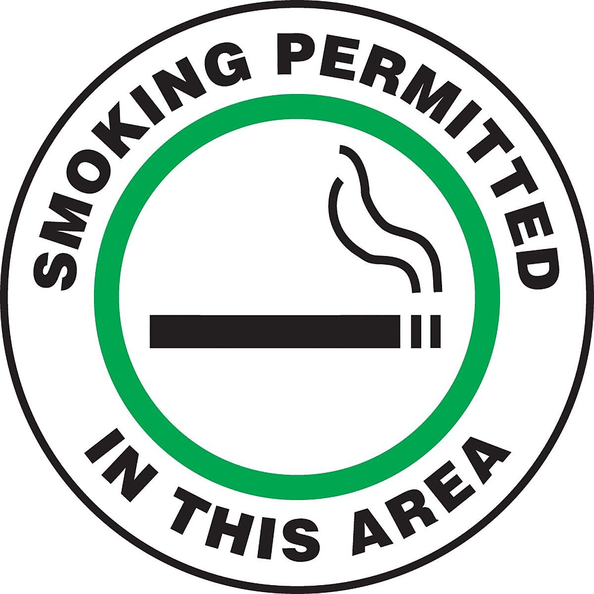 Accuform Slip-Gard SMOKING PERMITTED IN THIS AREA Round Floor Sign, Green, 8"Dia. (MFS803)