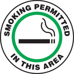 Accuform Slip-Gard SMOKING PERMITTED IN THIS AREA Round Floor Sign, Green, 8"Dia. (MFS803)