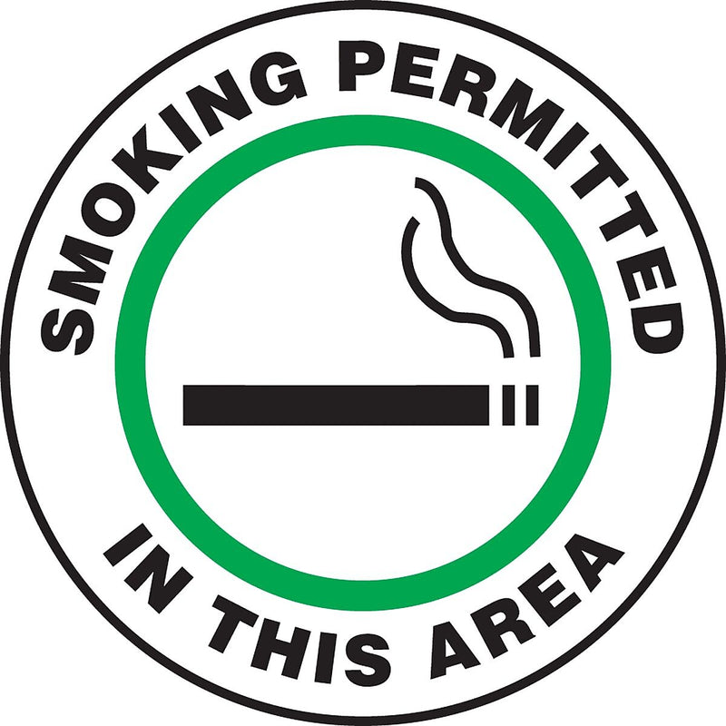Accuform Slip-Gard SMOKING PERMITTED IN THIS AREA Round Floor Sign, Green, 8"Dia. (MFS803)